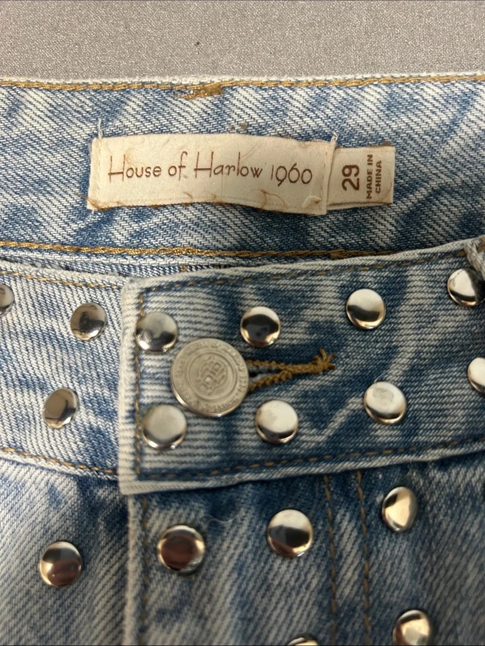 Light Blue Studded Denim Jeans - Picture 10 of 13